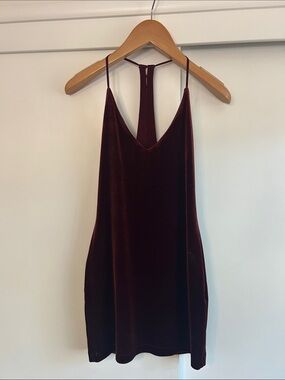 Velvet Button-Down Back Mini Dress in Deep Plum (M)